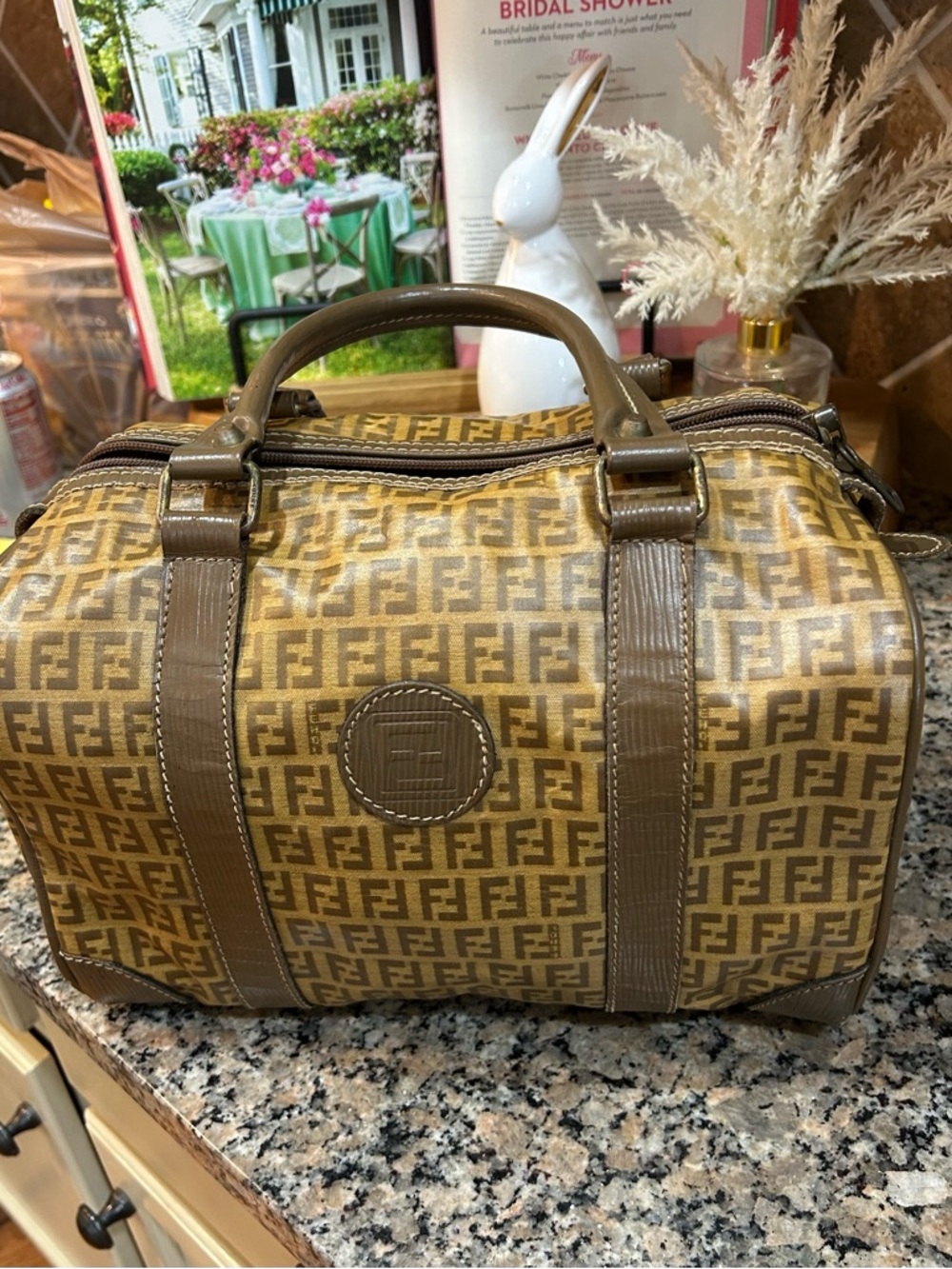 Fendi Brown and Tan FF Logo Bag